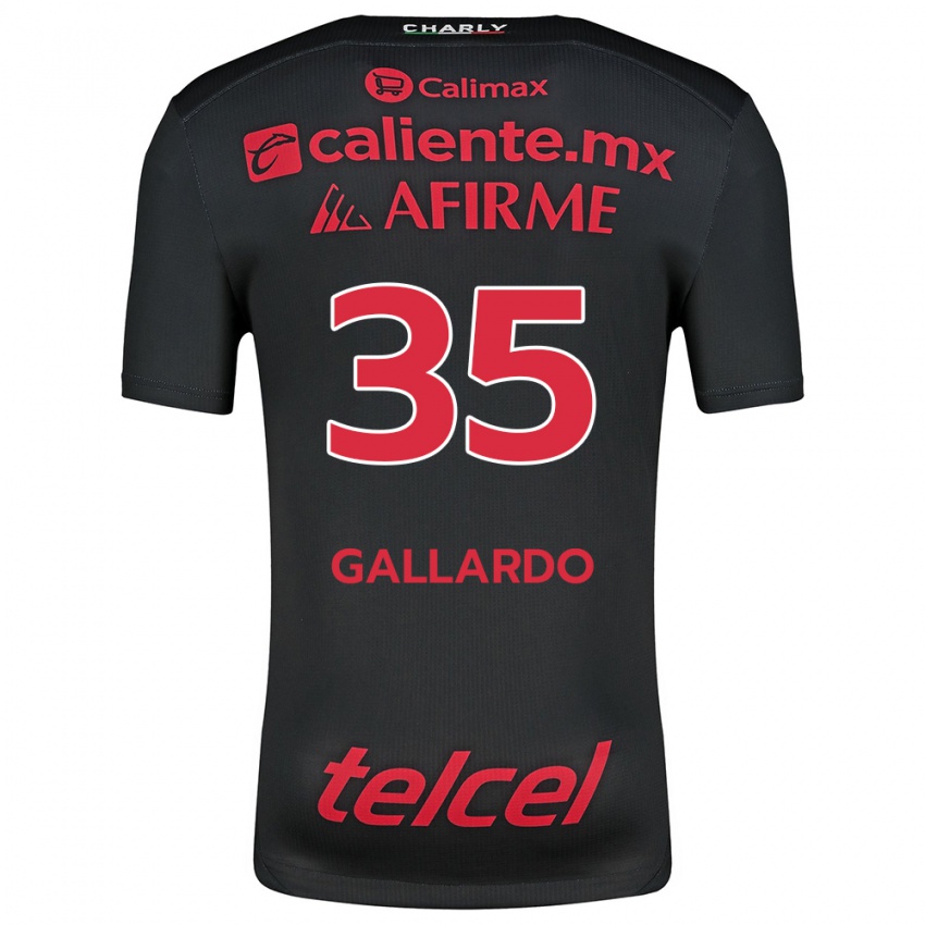 Gyermek Gloriaisabel Gallardo #35 Fekete Piros Hazai Jersey 2024/25 Mez Póló Ing