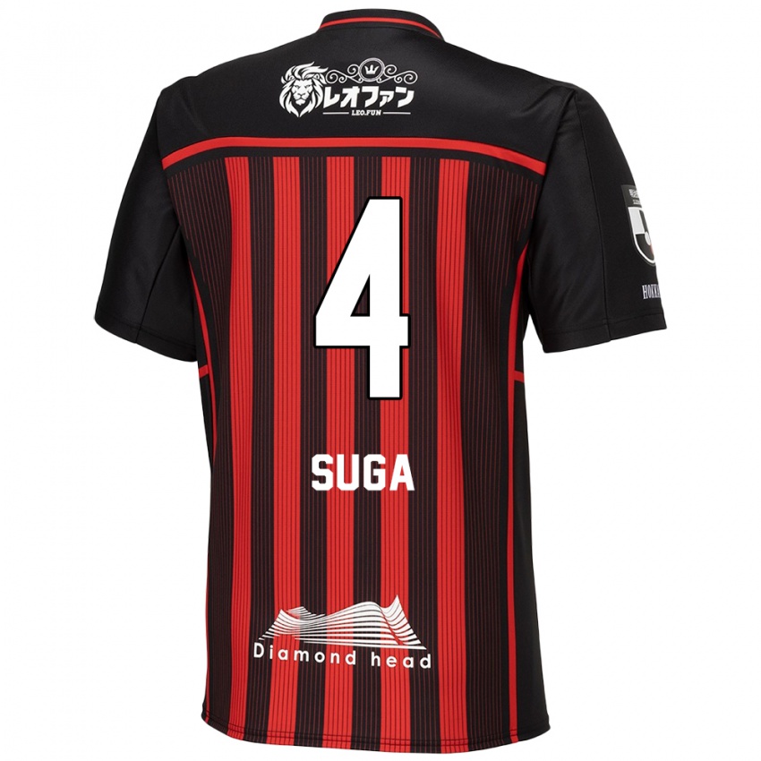 Gyermek Daiki Suga #4 Piros Fekete Hazai Jersey 2024/25 Mez Póló Ing