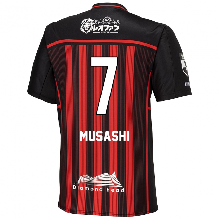 Gyermek Musashi Suzuki #7 Piros Fekete Hazai Jersey 2024/25 Mez Póló Ing