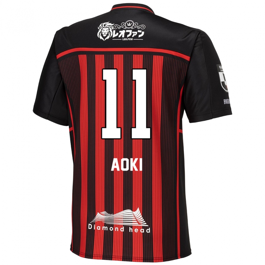 Gyermek Ryota Aoki #11 Piros Fekete Hazai Jersey 2024/25 Mez Póló Ing