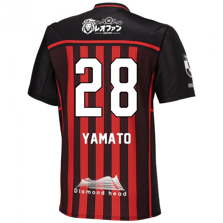 Gyermek Yamato Okada #28 Piros Fekete Hazai Jersey 2024/25 Mez Póló Ing