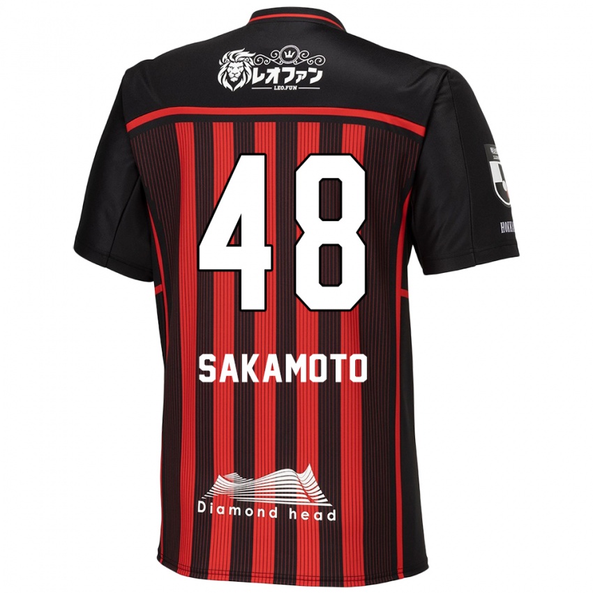 Gyermek Kanta Sakamoto #48 Piros Fekete Hazai Jersey 2024/25 Mez Póló Ing