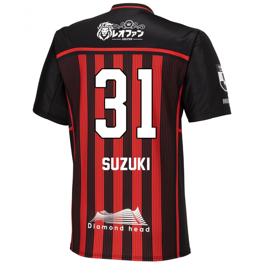 Gyermek Ryusei Suzuki #31 Piros Fekete Hazai Jersey 2024/25 Mez Póló Ing