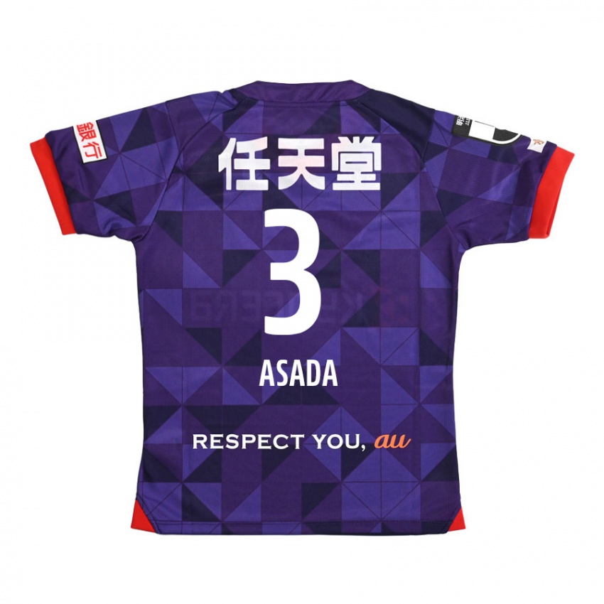 Gyermek Shogo Asada #3 Lila Fehér Hazai Jersey 2024/25 Mez Póló Ing