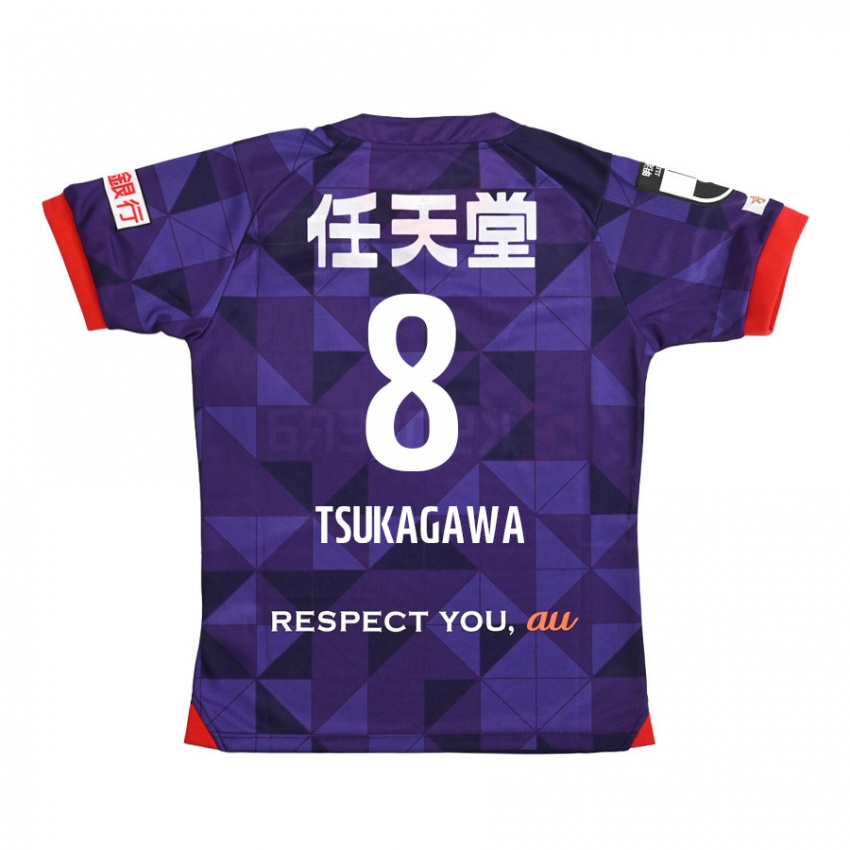 Gyermek Koki Tsukagawa #8 Lila Fehér Hazai Jersey 2024/25 Mez Póló Ing