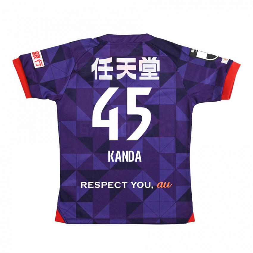 Gyermek Kotaro Kanda #45 Lila Fehér Hazai Jersey 2024/25 Mez Póló Ing