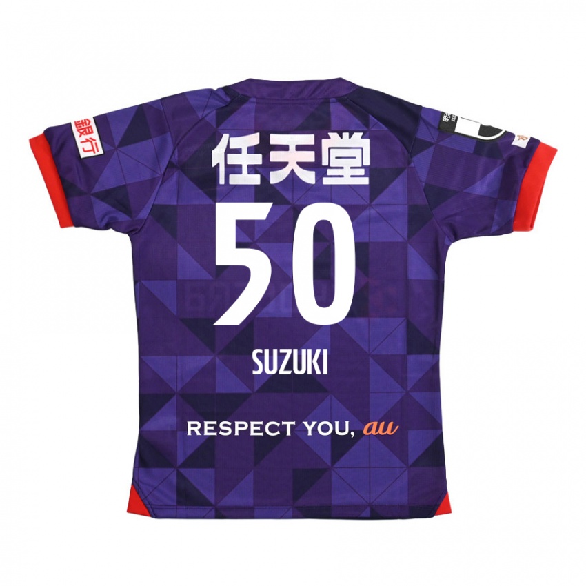 Gyermek Yoshinori Suzuki #50 Lila Fehér Hazai Jersey 2024/25 Mez Póló Ing