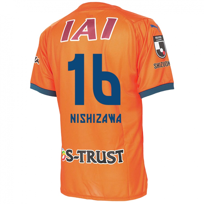 Gyermek Kenta Nishizawa #16 Orange Blue Hazai Jersey 2024/25 Mez Póló Ing