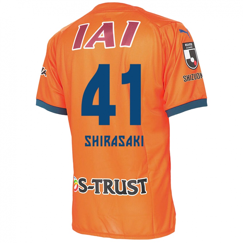 Gyermek Ryohei Shirasaki #41 Orange Blue Hazai Jersey 2024/25 Mez Póló Ing