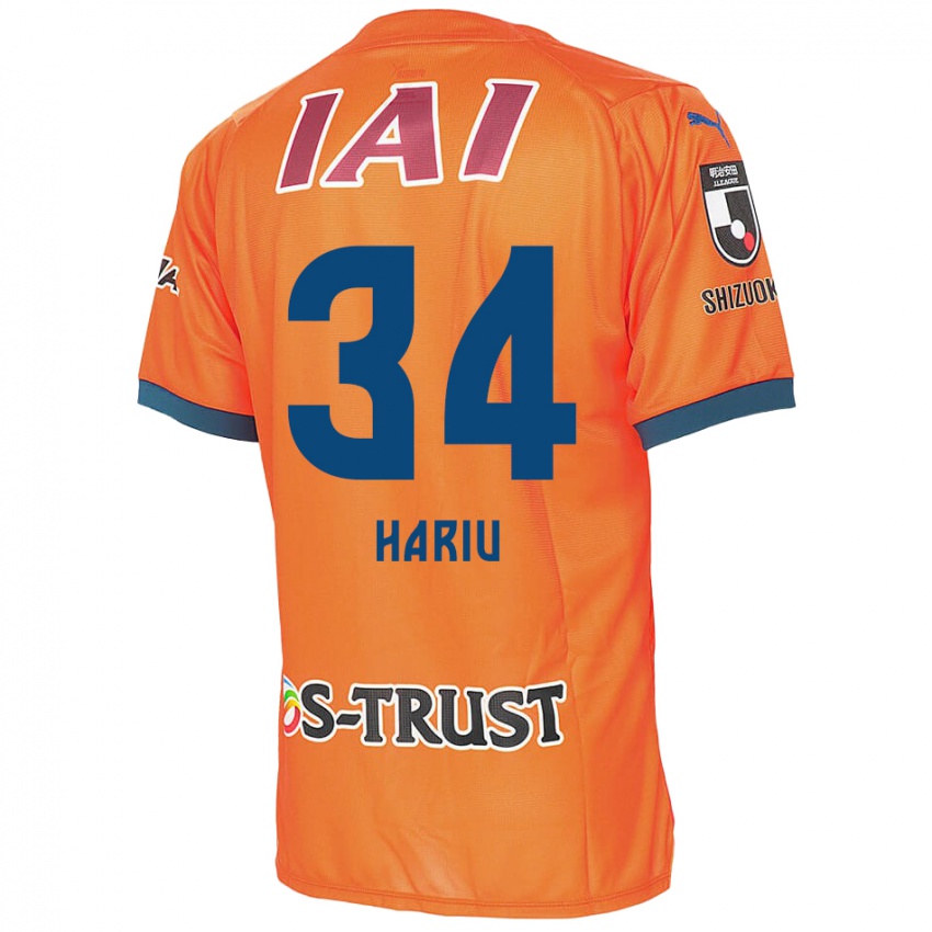 Gyermek Ryota Hariu #34 Orange Blue Hazai Jersey 2024/25 Mez Póló Ing