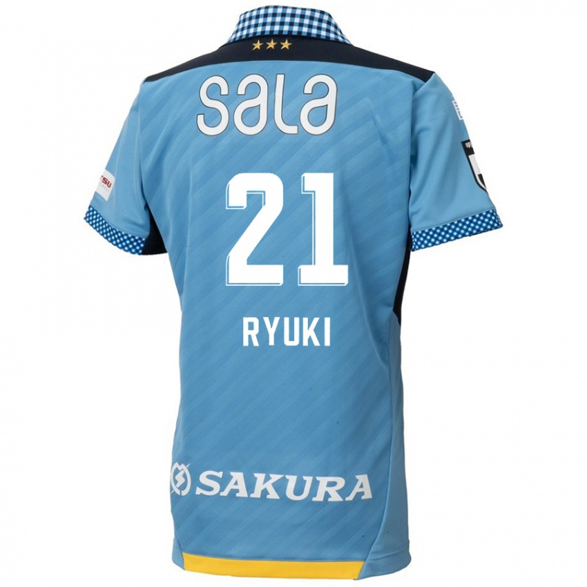 Gyermek Ryuki Miura #21 Kék Fekete Hazai Jersey 2024/25 Mez Póló Ing