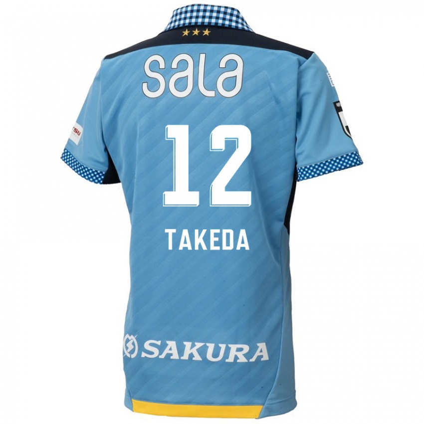 Gyermek Yusei Takeda #12 Kék Fekete Hazai Jersey 2024/25 Mez Póló Ing