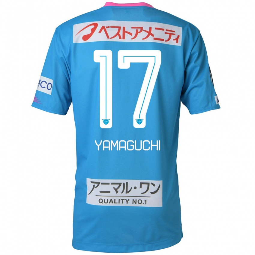 Gyermek Hikaru Yamaguchi #17 Kék Rózsaszín Hazai Jersey 2024/25 Mez Póló Ing