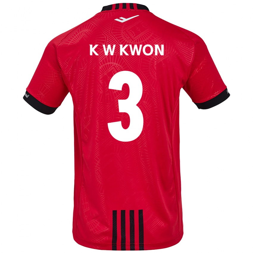 Gyermek Wan-Kyu Kwon #3 Piros Fekete Hazai Jersey 2024/25 Mez Póló Ing