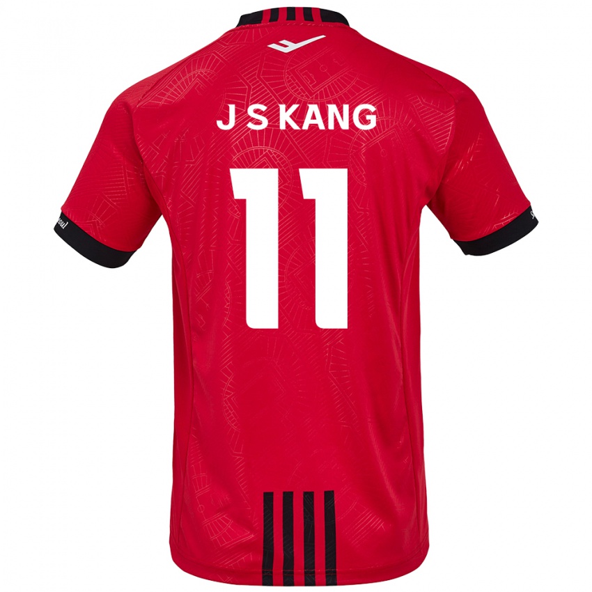 Gyermek Seong-Jin Kang #11 Piros Fekete Hazai Jersey 2024/25 Mez Póló Ing