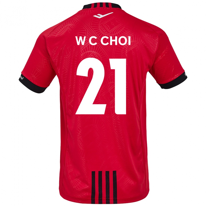 Gyermek Cheol-Won Choi #21 Piros Fekete Hazai Jersey 2024/25 Mez Póló Ing