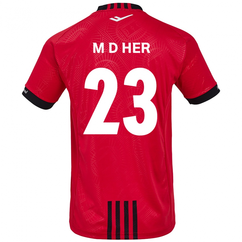 Gyermek Dong-Min Her #23 Piros Fekete Hazai Jersey 2024/25 Mez Póló Ing