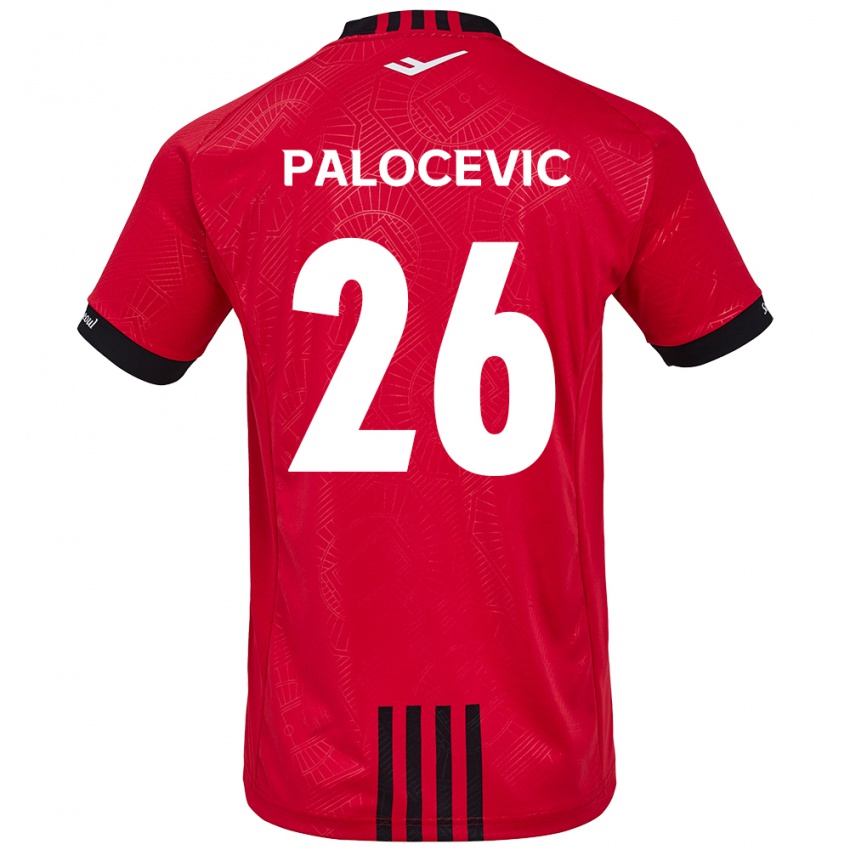 Gyermek Aleksandar Palocevic #26 Piros Fekete Hazai Jersey 2024/25 Mez Póló Ing