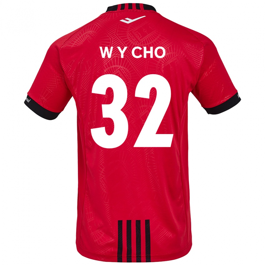 Gyermek Young-Wook Cho #32 Piros Fekete Hazai Jersey 2024/25 Mez Póló Ing