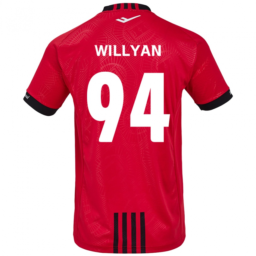 Gyermek Willyan #94 Piros Fekete Hazai Jersey 2024/25 Mez Póló Ing