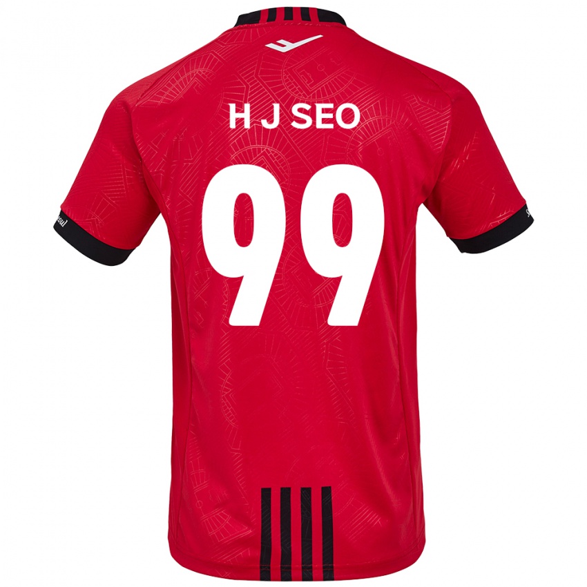 Gyermek Ju-Hwan Seo #99 Piros Fekete Hazai Jersey 2024/25 Mez Póló Ing