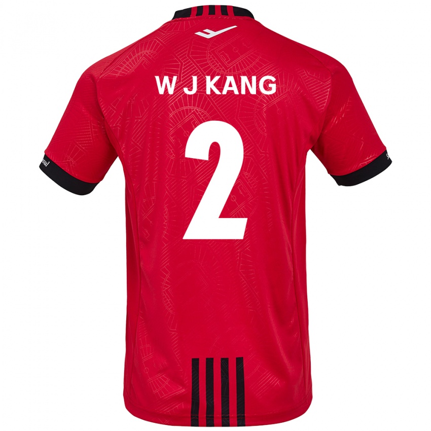 Gyermek Jae-Won Kang #2 Piros Fekete Hazai Jersey 2024/25 Mez Póló Ing