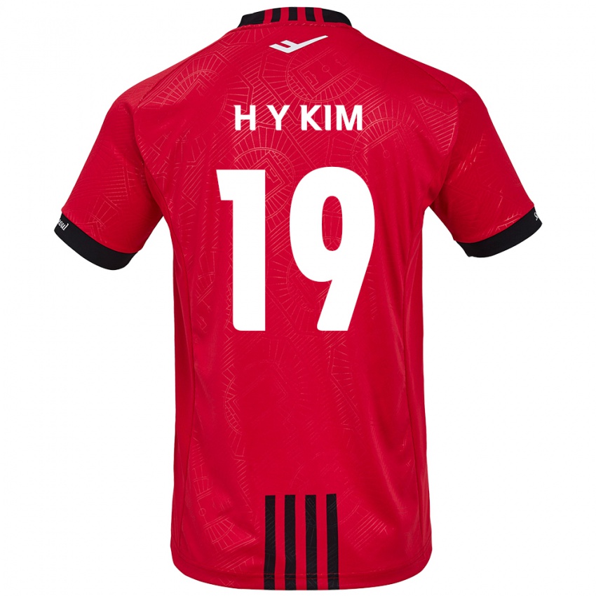 Gyermek Yong-Hyuk Kim #19 Piros Fekete Hazai Jersey 2024/25 Mez Póló Ing