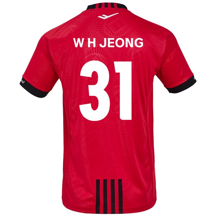 Gyermek Hyun-Woong Jeong #31 Piros Fekete Hazai Jersey 2024/25 Mez Póló Ing