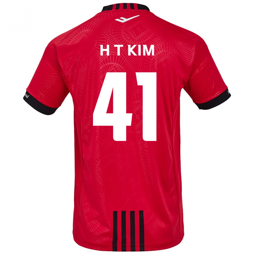 Gyermek Tae-Ho Kim #41 Piros Fekete Hazai Jersey 2024/25 Mez Póló Ing