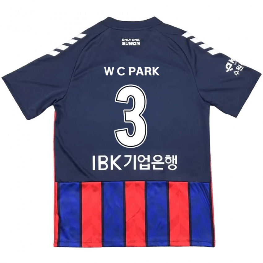 Gyermek Cheol-Woo Park #3 Kék Piros Hazai Jersey 2024/25 Mez Póló Ing