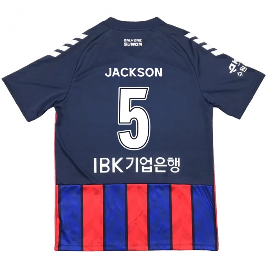 Gyermek Lachlan Jackson #5 Kék Piros Hazai Jersey 2024/25 Mez Póló Ing