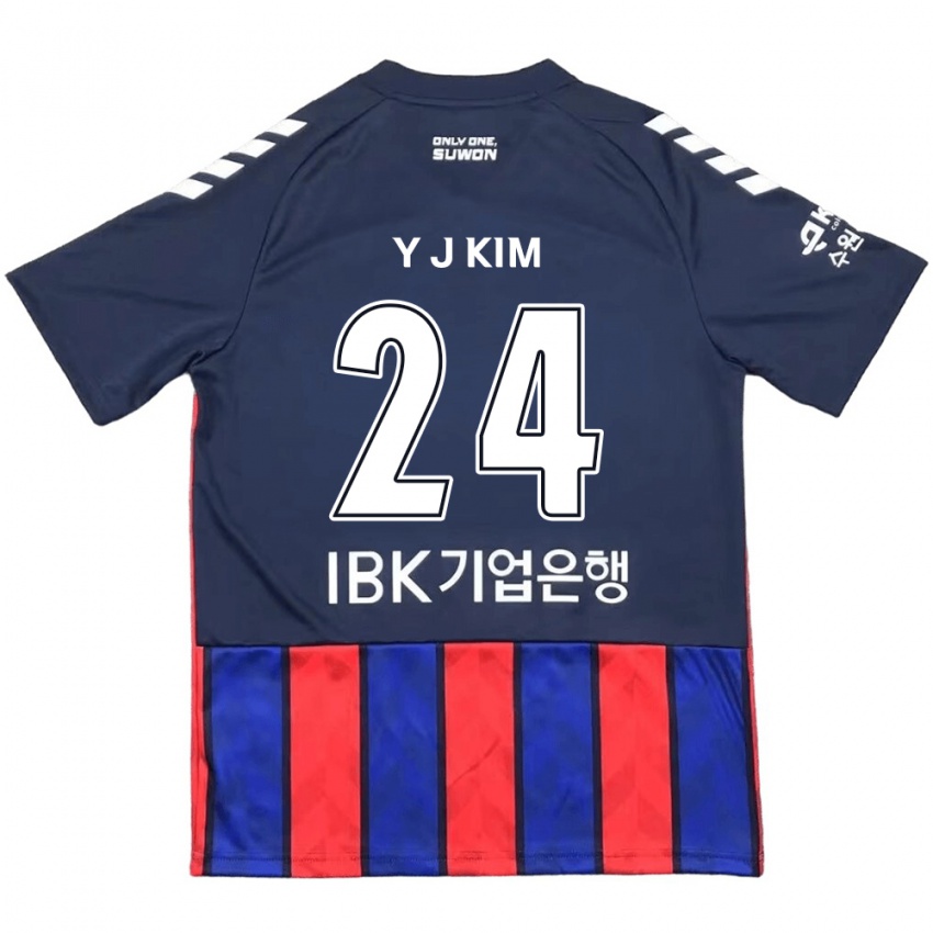 Gyermek Ju-Yeop Kim #24 Kék Piros Hazai Jersey 2024/25 Mez Póló Ing