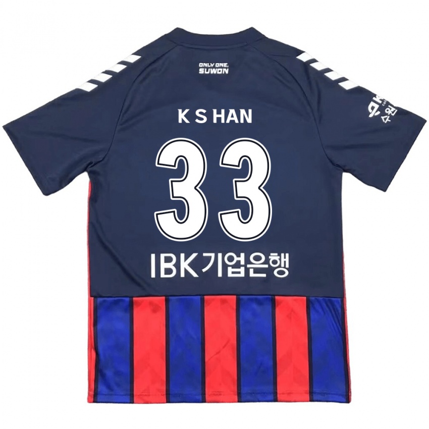 Gyermek Sang-Kyu Han #33 Kék Piros Hazai Jersey 2024/25 Mez Póló Ing