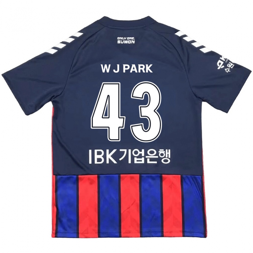 Gyermek Jin-Woo Park #43 Kék Piros Hazai Jersey 2024/25 Mez Póló Ing