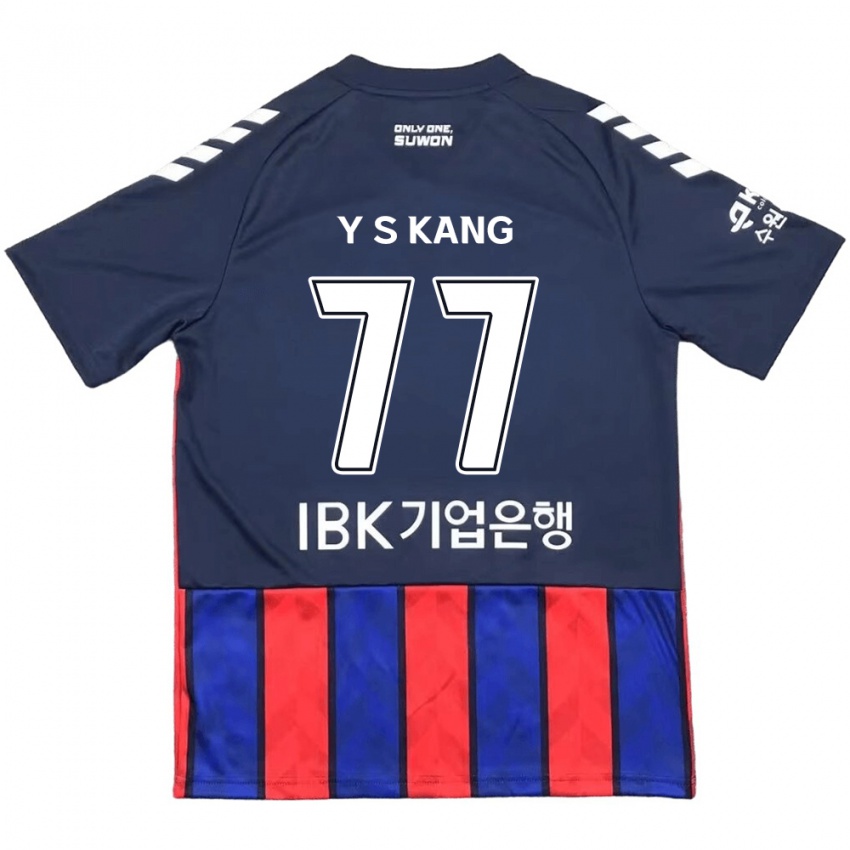 Gyermek Sang-Yun Kang #77 Kék Piros Hazai Jersey 2024/25 Mez Póló Ing