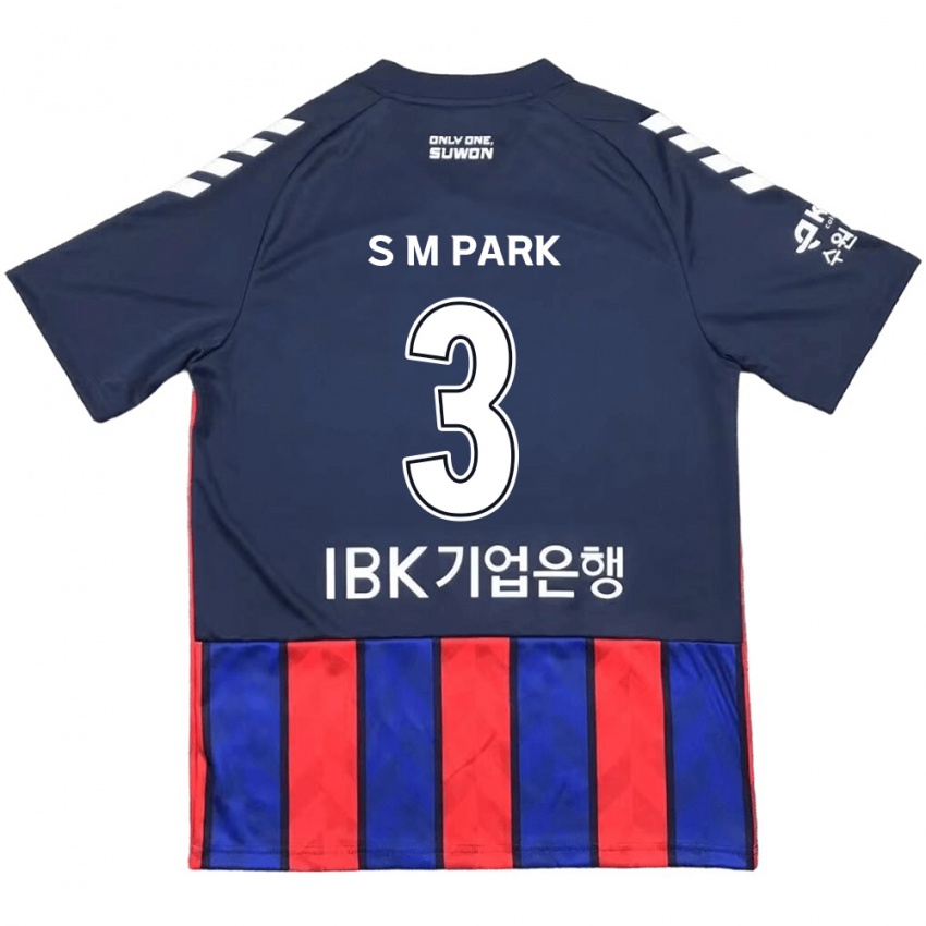 Gyermek Min-Seo Park #3 Kék Piros Hazai Jersey 2024/25 Mez Póló Ing