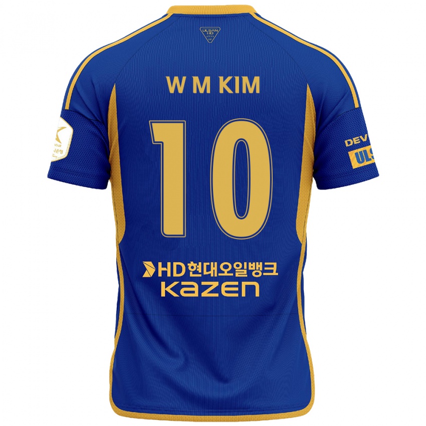 Gyermek Min-Woo Kim #10 Kék Sárga Hazai Jersey 2024/25 Mez Póló Ing