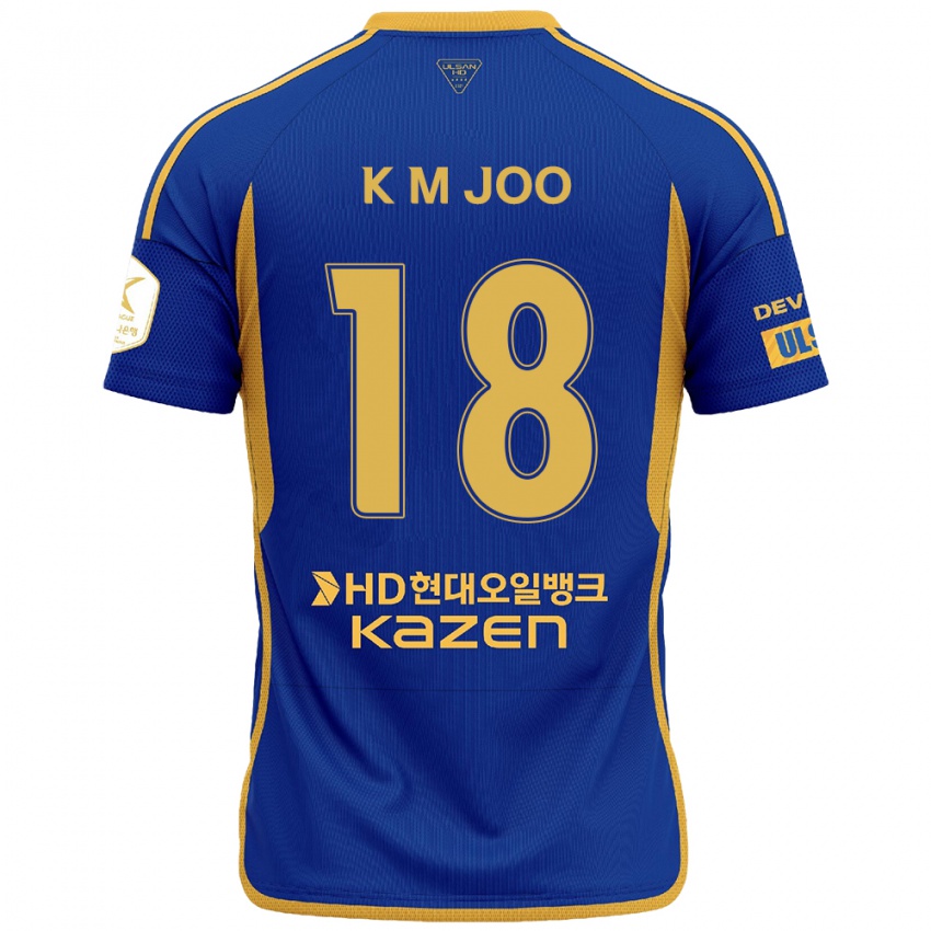 Gyermek Min-Kyu Joo #18 Kék Sárga Hazai Jersey 2024/25 Mez Póló Ing