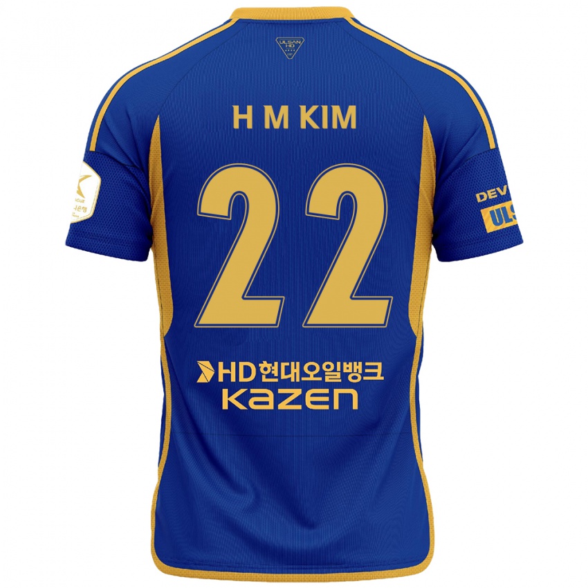 Gyermek Min-Hyuk Kim #22 Kék Sárga Hazai Jersey 2024/25 Mez Póló Ing