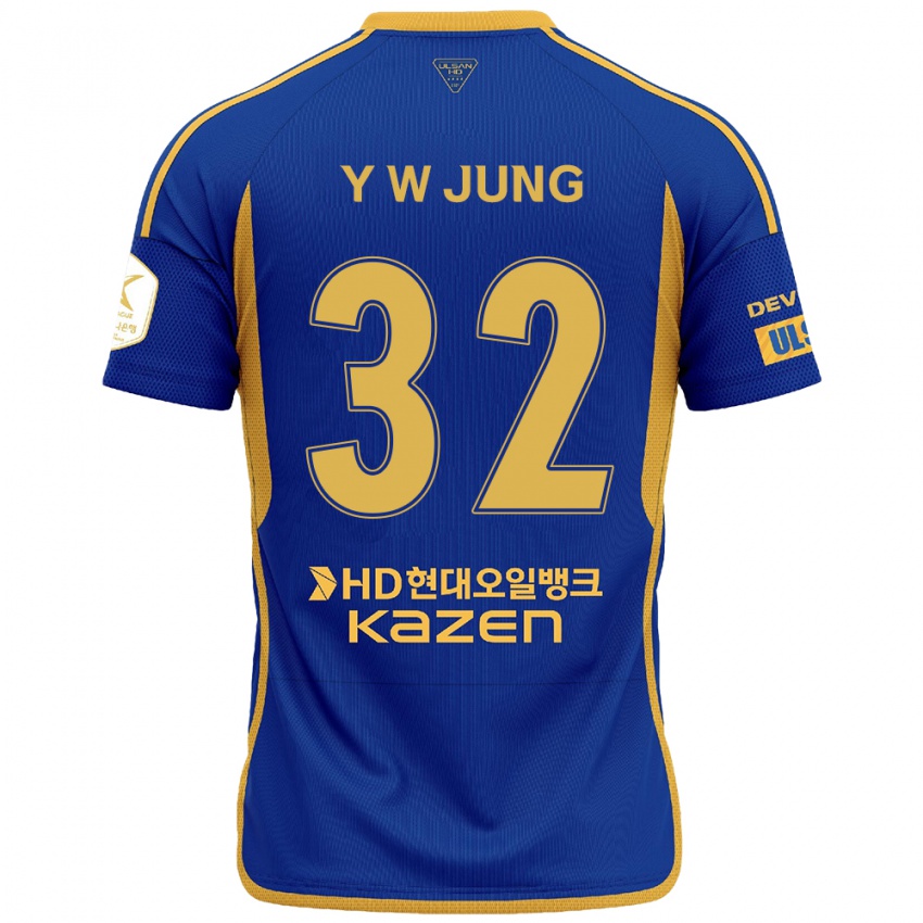 Gyermek Woo-Young Jung #32 Kék Sárga Hazai Jersey 2024/25 Mez Póló Ing