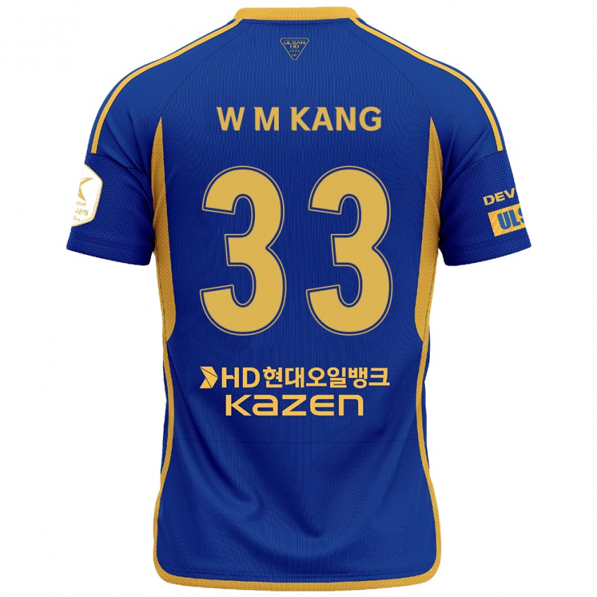 Gyermek Min-Woo Kang #33 Kék Sárga Hazai Jersey 2024/25 Mez Póló Ing