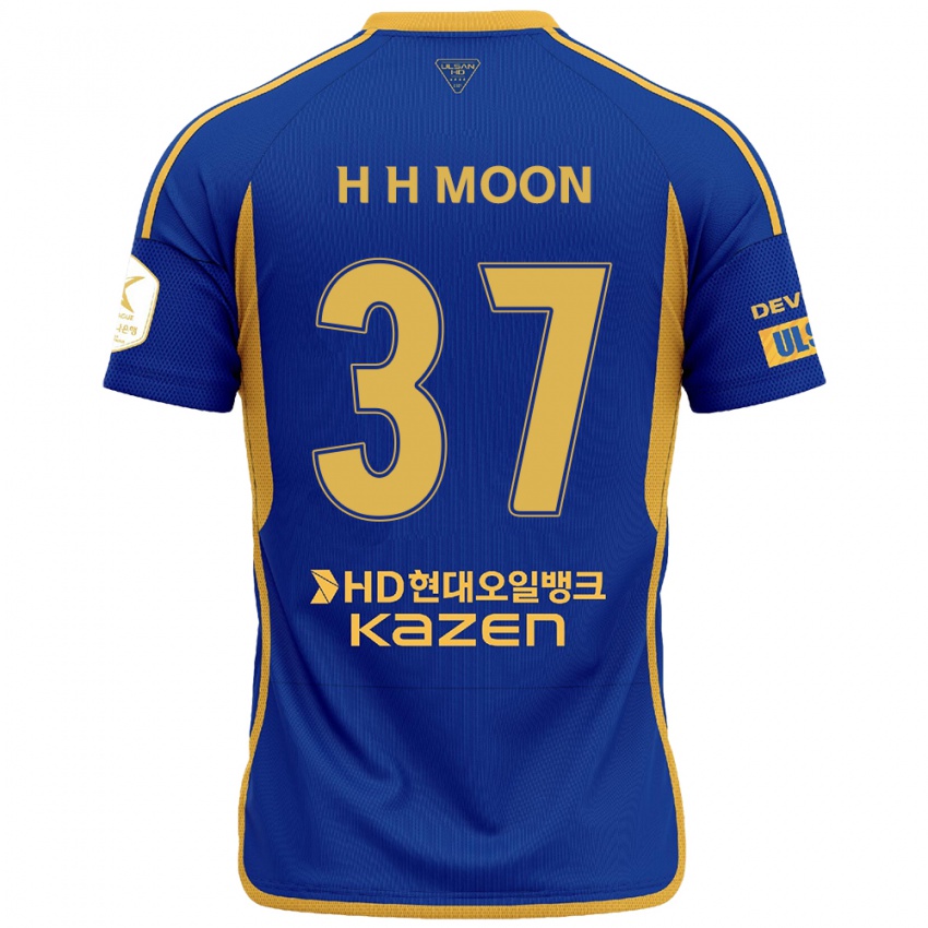 Gyermek Hyeon-Ho Moon #37 Kék Sárga Hazai Jersey 2024/25 Mez Póló Ing