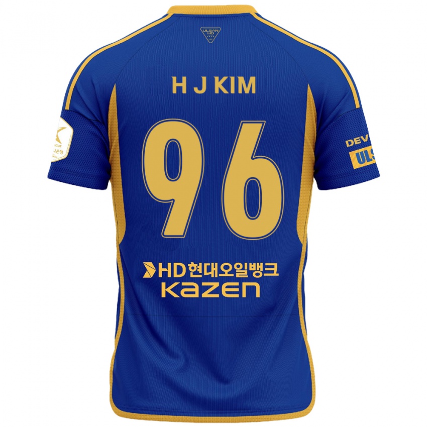 Gyermek Ji-Hyun Kim #96 Kék Sárga Hazai Jersey 2024/25 Mez Póló Ing