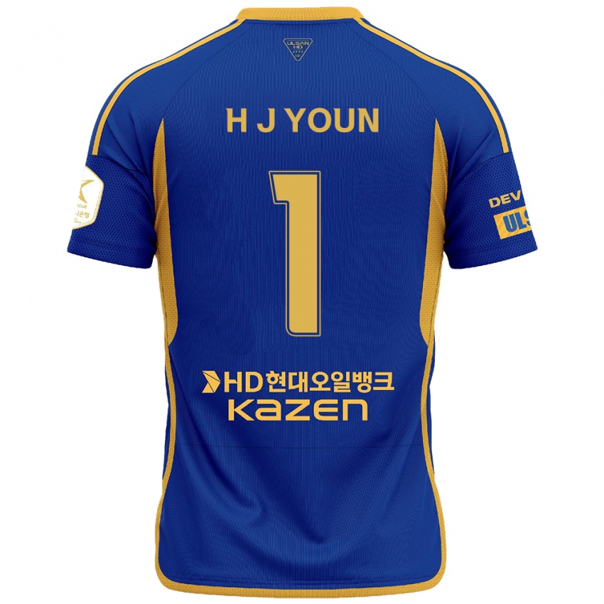 Gyermek Je-Hun Youn #1 Kék Sárga Hazai Jersey 2024/25 Mez Póló Ing