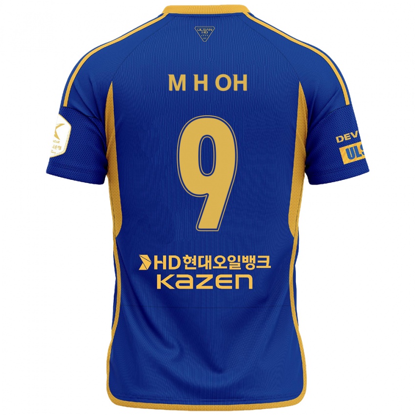 Gyermek Hyun-Min Oh #9 Kék Sárga Hazai Jersey 2024/25 Mez Póló Ing