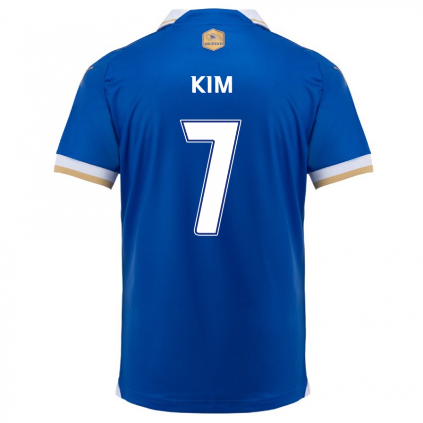 Gyermek Hyun Kim #7 Kék Fehér Hazai Jersey 2024/25 Mez Póló Ing