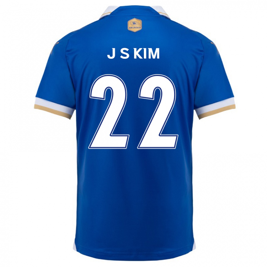 Gyermek Sang-Jun Kim #22 Kék Fehér Hazai Jersey 2024/25 Mez Póló Ing