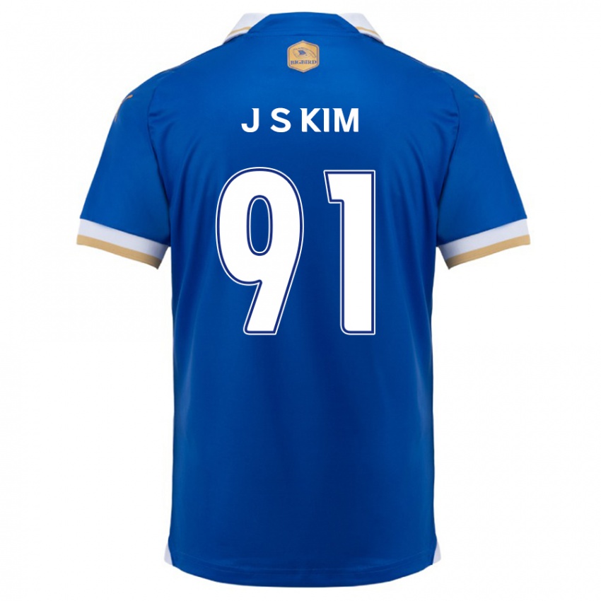 Gyermek Seong-Ju Kim #91 Kék Fehér Hazai Jersey 2024/25 Mez Póló Ing