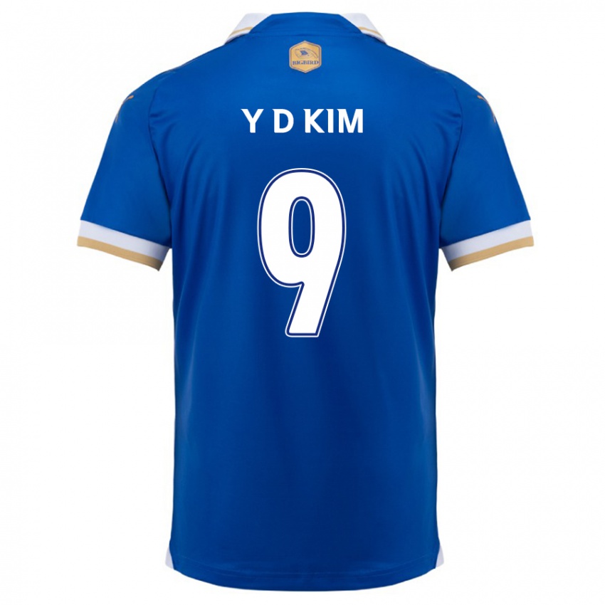 Gyermek Dong-Yeon Kim #9 Kék Fehér Hazai Jersey 2024/25 Mez Póló Ing