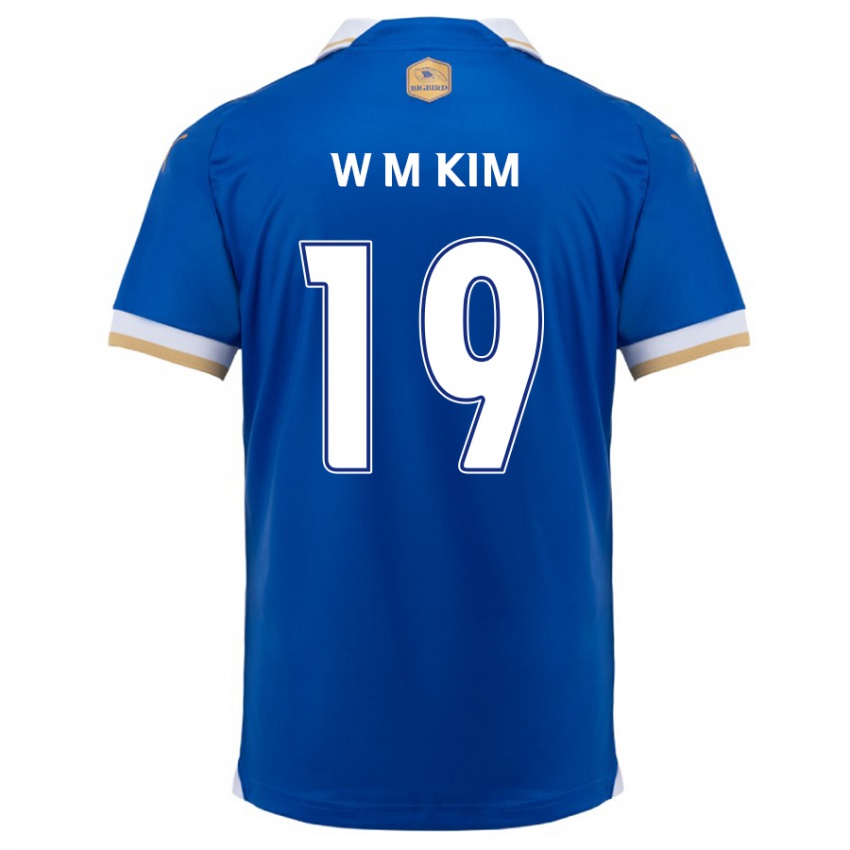 Gyermek Min-Woo Kim #19 Kék Fehér Hazai Jersey 2024/25 Mez Póló Ing